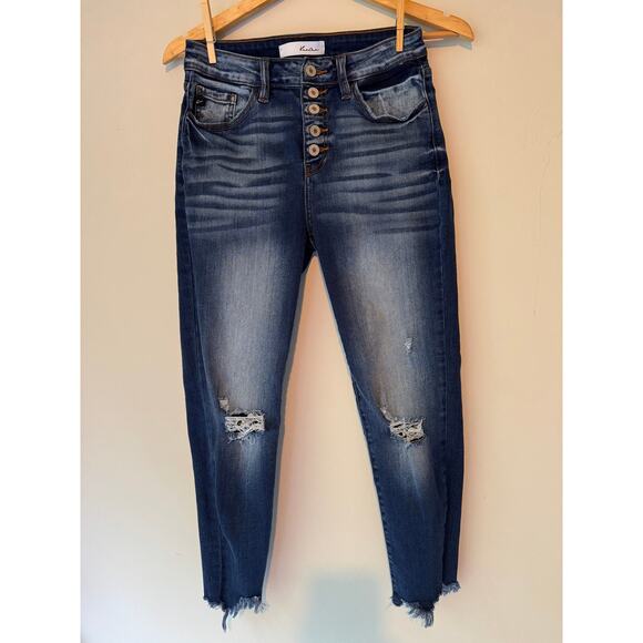 Kancan Estilo Distressed Button-Fly Skinny Jeans Size 7/27 - Picture 1 of 7